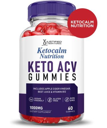 Ketocalm Nutrition Keto ACV Gummies - 1000MG Apple Cider Vinegar with Pomegranate & Beet Juice | Vegan Non-GMO | 60 Count Gummy Supplement for Keto Diet - Buy Online on GoSupps.com