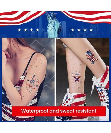Patriotic Temporary Tattoos for Fourth of July | Red White and Blue Face Stickers for Independence Day Celebration - Buy Online on GoSupps.com