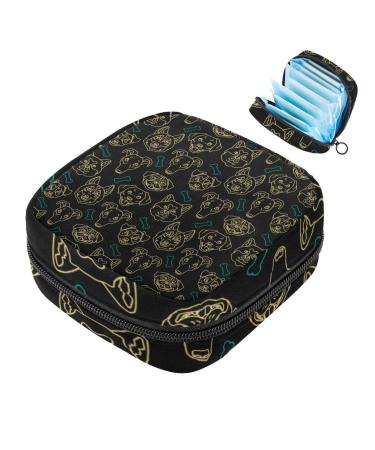 Dog head bones dark background women's napkin storage bag portable period pocket for women teenagers girls menstrual cup breastfeeding pillow holder