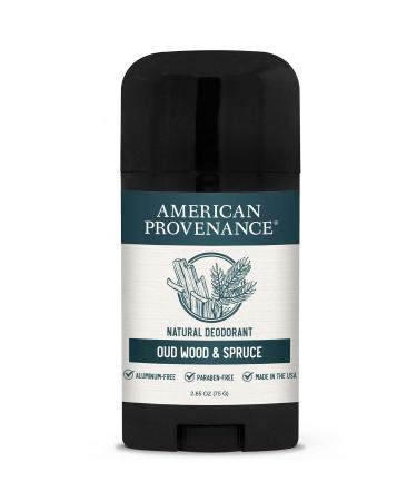American Provenance All Natural Deodorant for Men - Aluminum Free Deodorant for Men that Lasts All Day - Made in the USA with Essential Oils & Cruelty Free - Oud Wood & Spruce (1 Pack)