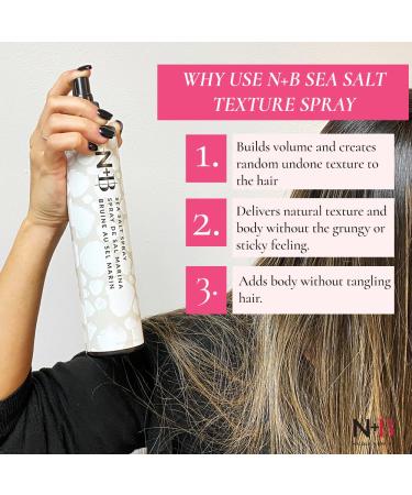N+B Sea Salt Spray for Hair - Adds Texture and Volume | No Sticky Residue | With Biotin & Castor Oil | Vegan & Cruelty-Free | 10 oz - Buy Online on GoSupps.com