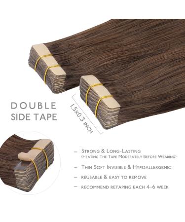 Salife Tape Extensions - 20Pcs 40g 30cm Invisible Real Hair Extensions in Chocolate Brown #4 - Premium Remy Skin Weft - Buy Online on GoSupps.com