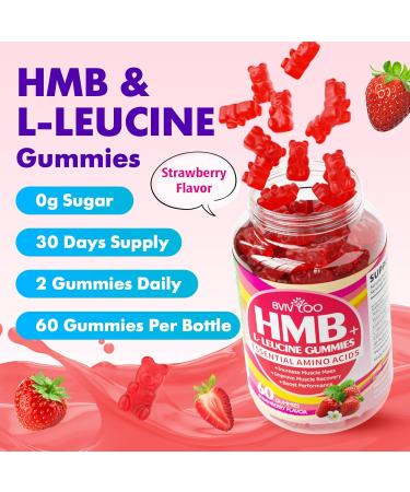 BVIVLOO HMB and L-Leucine Gummies - 3000mg Combined HMB & L-Leucine per Serving. for Muscle Growth Muscle Relief & Fast Recovery. Sugar-Free Strawberry 120 Gummies - Buy Online on GoSupps.com