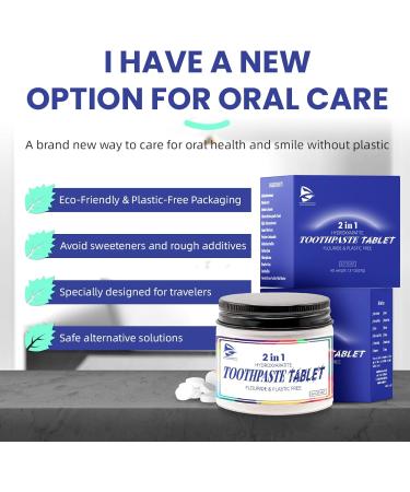 2 in 1 Nano Hydroxyapatite Toothpaste Tablets - Fluoride-Free & Eco-Friendly Travel-Friendly Natural Mint Flavor - 62 Count - Buy Online on GoSupps.com