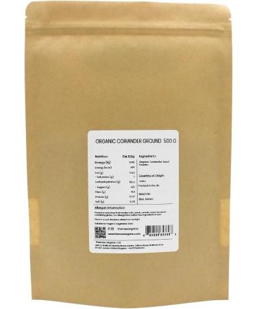 Thames Organic 500g Coriander Ground - Certified Organic, Non-GMO, Vegan - Resealable Bag, 500g (Pack of 1) - Buy Online on GoSupps.com