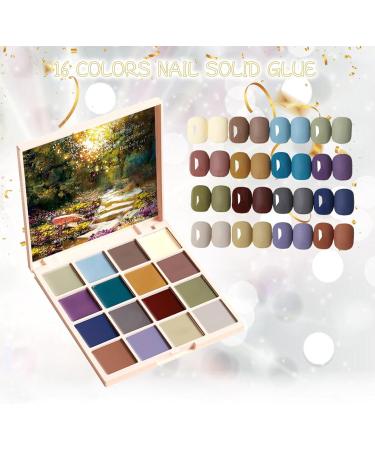 Gel Nail Polish Palette Gel Nail Polish Palette Gel Nail Polish Cream 16 Colours | Solid and Shiny Nail Polish Oil Paint Manicure Palette Nail Glue - Buy Online on GoSupps.com