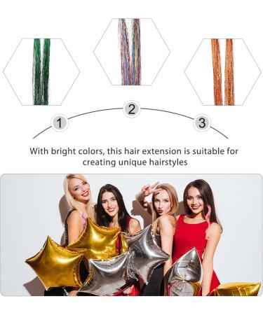 Lurrose 1 Set Piece hair color strip straight long hair strand highlights curly hairpieces hair sparkle strands clip in hair extension hair glitter strands hair strands iron prom tool - Buy Online on GoSupps.com