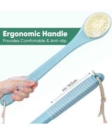 Premium Long Handle Back Brush for Seniors - Light Blue Shower Brush for Easy Bathing - Buy Online on GoSupps.com