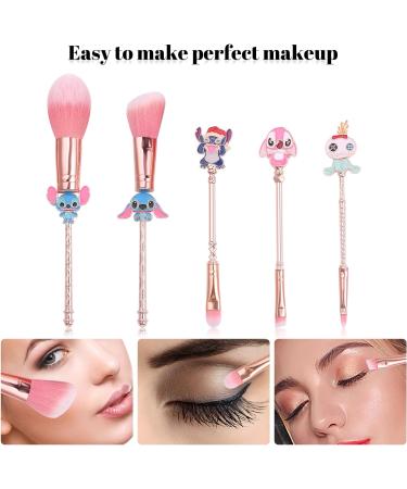 5 Pcs Lilo and Stitch Makeup Brush Set - Portable Kawaii Cosmetic Brushes for Powder, Eyeshadow, Blush, and Lips - Stitch Gifts for Girls and Women - Buy Online on GoSupps.com