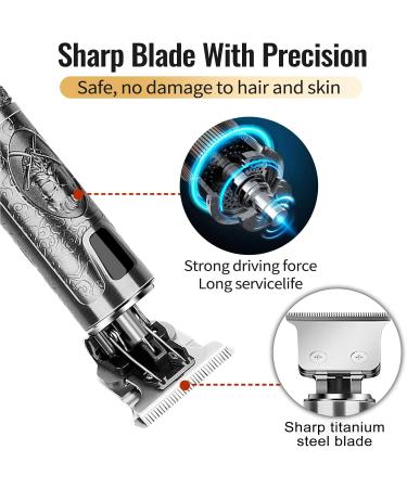 Hair Trimmer Long Hair Trimmer Men's Wireless Hair Trimmer 0 mm Hair Trimmer Rechargeable with LED Display T Blade Trimmer Electric Beard Trimmer for Children and Families (Silver LED) Silver-led - Buy Online on GoSupps.com