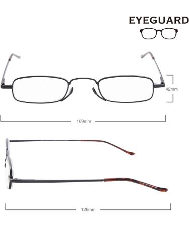 Eyeguard Narrow Reading Glasses - Compact Lightweight Metal Pocket Glasses for Men & Women | 2 Pairs (+2.50 Enlargement) with Portable Case - Buy Online on GoSupps.com