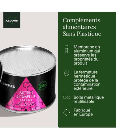 Biotin 12 000 mcg | 400 Tablets | Zinc Selenium Vitamin D3 and Vitamin E | Hair Skin & Nail Biotin | Hair Growth Biotin | Hair Growth Supplement - Buy Online on GoSupps.com