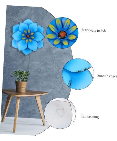 Zerodeko Skateboard Hardware Wrought Iron Wall Hanging Flowers Decor Hanging Wall Art Metal Flower Wall Statue Painted 33.5x33.5cm Blue - Buy Online on GoSupps.com
