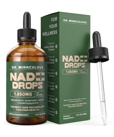 Dr. Miraculous Pure NAD+ Supplements 1850mg Liquid Drops for Women & Man | Nicotinamide Riboside Organic NAD Plus Boosting Supplement - Natural Lemon Flavor