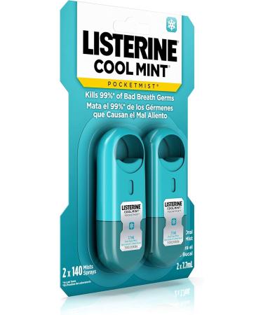 Listerine Pocketmist Cool Mint Oral Care Mist - 2 Count (7.7 ml) | Freshen Breath Anytime | International Shipping - Buy Online on GoSupps.com
