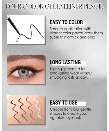  LYSdefeu Long-lasting metallic burgundy wine red gel eyeliner pencil waterproof highly pigmented quick-drying festival gift for women and girls vegan-03 - Buy Online on GoSupps.com