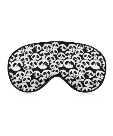 Cute Pandas Sleep Mask for Women Adjustable Sleeping Eye Shades Cover with Elastic Strap