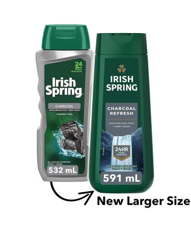 Irish Spring Charcoal Refresh Body Wash for Men 591mL - Deep Cleanse and Invigorate - Buy Online on GoSupps.com