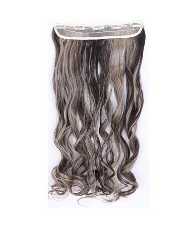 61cm Clip in Hair Extensions - Wavy Real Hair Weft with 5 Clips - Dark Brown & Ash Blonde - 120g - Buy Online on GoSupps.com