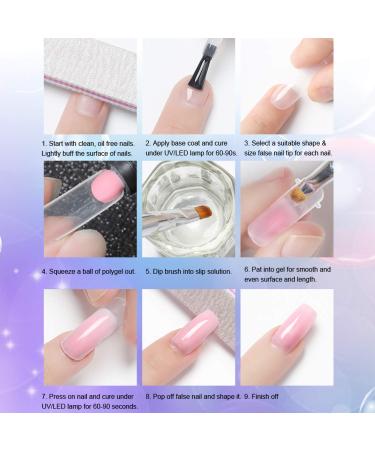 PolyGel Nail Extension Gel Kit - 2 PCS 30ml Builder Gel for Trendy Nail Art at Home | Tecanne Clear & Nude Skin Colors - Buy Online on GoSupps.com