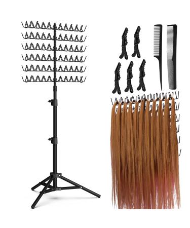 Sunnacate Height Adjustable Braiding Hair Rack with 120 Pegs  Standing Hair Extension Holder for Braiding Hair  2-side Metal Hair Holder with Hair Braiding Tools for Stylists Standing-120 Pegs