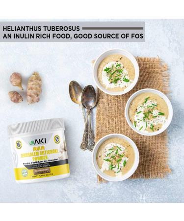 AKI Inulin Jerusalem Artichoke Powder (6oz/170g) - Fiber-Rich Prebiotic for Coffee, Tea, Smoothies & More | Vegan & Gluten-Free - Buy Online on GoSupps.com