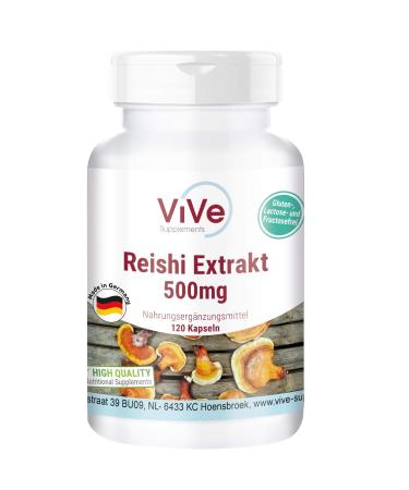ViVe Supplements Reishi Extract 500mg 120 Capsules Ganoderma Lucidum HIGH DOSE VEGAN Made in Germany