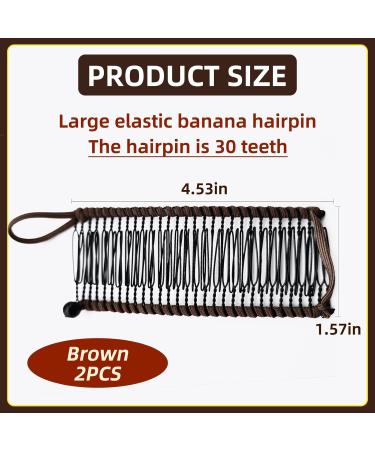 2 PCS Banana Hair Clips Large Size Stretch Banana Clip 30 Teeth Vintage Clincher Combs Non Slip Banana Clip Banana Hair Grips Elastic Banana Hairpin for Women Natural Thick Hair Curly Hair Brown - Buy Online on GoSupps.com