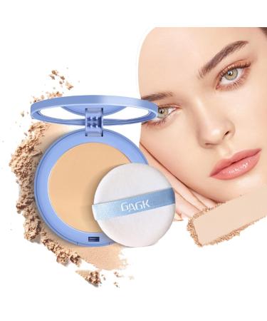 Gagk Matte Perfection Pressed Powder Lasting Waterproof Face Powder Finishing Face Powder Waterproof Oil Control Matte Face Powder Long Matte Powder for Soft Focus Finish(#02 Natural Beige)