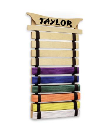 Milliard Karate Belt Display  Holds 10 Martial Arts Belts - Personalize with Stickers