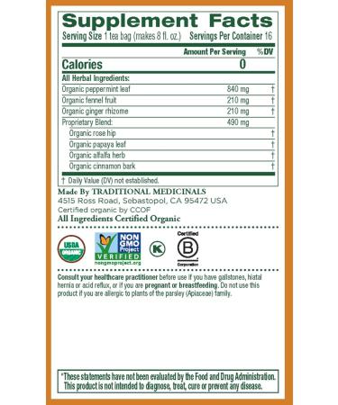 Traditional Medicinals - Organic Belly Comfort Peppermint Herbal Tea (Pack of 6) - Contains Ginger Fennel and Lemon Balm for Digestive Support - 96 Tea Bags Total Belly Comfort 16 Count (Pack of 6) - Buy Online on GoSupps.com