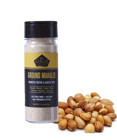 Cerez Pazari Ground Mahlab 60gr- 2.1oz-Mahlepi -Mahaleb -Mahlep -Mahleb Medium Bottle, %100 Natural, Premium Quality, No Additives or Preservatives, Aromatic Traditional Spice for Pastry and Baking 2.12 Ounce (Pack of 1)