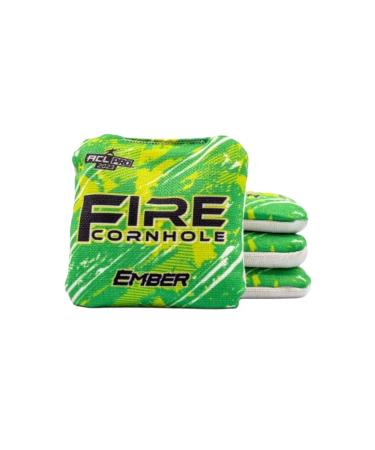 FIRE CORNHOLE | Ember | ACL Pro Approved | 16oz Cornhole Bags | Set of 4 | Professional Quality Lemon-Lime