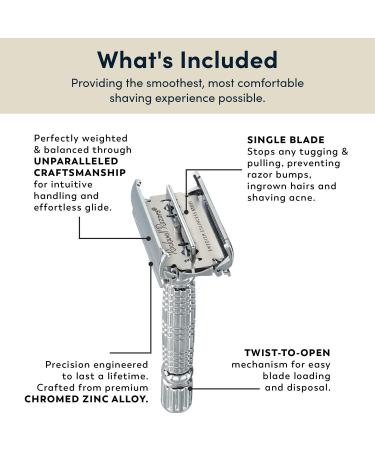 ROCKWELL RAZORS R1 White Chrome Double Edge Safety Razor Set with 5 Blades - Buy Online on GoSupps.com