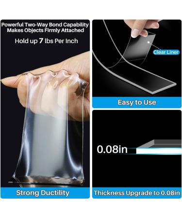 Antimbee 2 Pack Double Sided Mounting Tape Removable 1.18 x 197 Heavy Duty Wall Hanging Strips Strong Sticky Clear Adhesive Tape 2 2pack 1.18x197inch - Buy Online on GoSupps.com