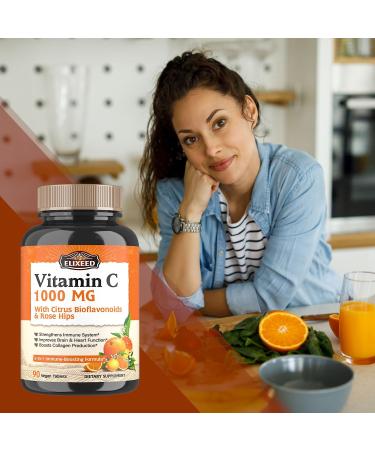 Elixeed 1000mg Vitamin C with Bioflavonoids, Rose Hip & Echinacea - 90ct | Immune Support, Antioxidants, Non-GMO - Buy Online on GoSupps.com
