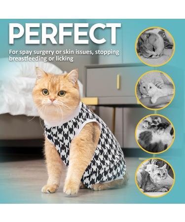 Avont Cat Recovery Suit - 2 Pack Post-Surgery Relaxation Clothing Leakage Protection for Abdominal Wounds - Medium Black/Pink Plaid - Buy Online on GoSupps.com