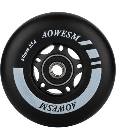 AOWESM Inline Skate Wheels 80mm 85A with ABEC-9 Bearings and Spacers - 4 Pack | Outdoor Roller Blades Replacement Wheels - Black - Buy Online on GoSupps.com