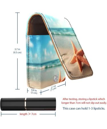 Travel Lipstick Organizer Case - Portable Makeup Bag with Mirror | Starfish Ocean Design for Beach Lovers - Buy Online on GoSupps.com