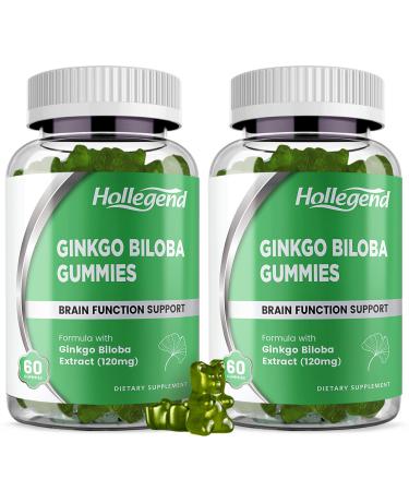 Ginkgo Biloba 120mg Gummies Organic Ginko Biloba Supplements for Brain Boost, Blood Circulation, Vegan, Non-GMO, 120 Chewables