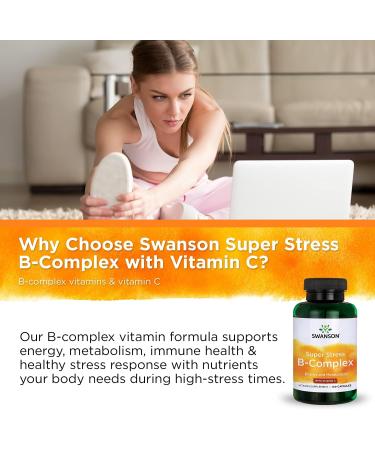 Swanson Vitamin B-Complex with Vitamin C - Stress Relief & Energy Support - 100 Capsules - Buy Online on GoSupps.com