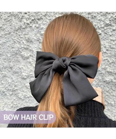 Bow Hair Clip 2PCS Hair Bows for Women Big Bowknot Hairpin French Bow Hair Clips with Ribbon Solid Color Hair Barrette Hair Bow Clips Soft Satin Silky Hair Bows for Women Girls(Black+Purple) - Buy Online on GoSupps.com