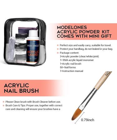 Modelones Acrylic Nail Kit - Acrylic Powder and Liquid Monomer with Nail Brush, Forms, 3 Colors - Perfect for Nail Extensions and 3D Manicures - Buy Online on GoSupps.com