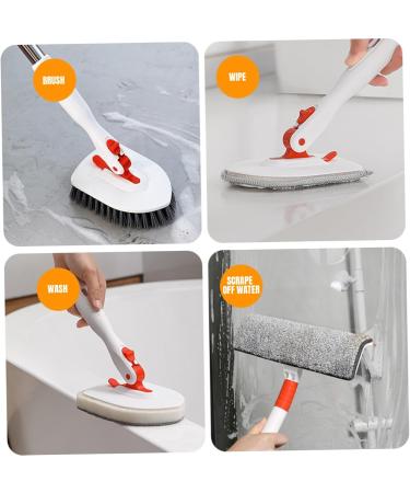 Shower Brush for Cleaning 180 Rotating Shower Scrubber with Long Retractable Handle and Water Wiper for Bathroom Kitchen Wall Floor Cleaning Supplies - Buy Online on GoSupps.com