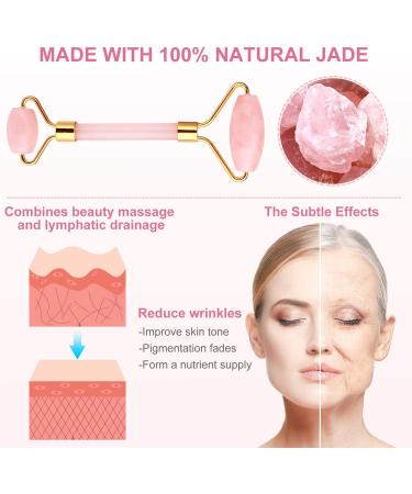 Jade Roller & Rose Quartz Facial Massager Set | Premium Stone Face Roller for Radiant Skin - Buy Online on GoSupps.com