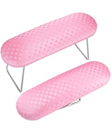 Nail Arm Rest Microfiber Leather Nail Pillow Hand Rest Leather Manicure Pillow Stainless Steel Stand Nail Cushion Nail Art Hand Pillow Nail Arm Holder for Women Girls Nail Art Decoration (Pink)