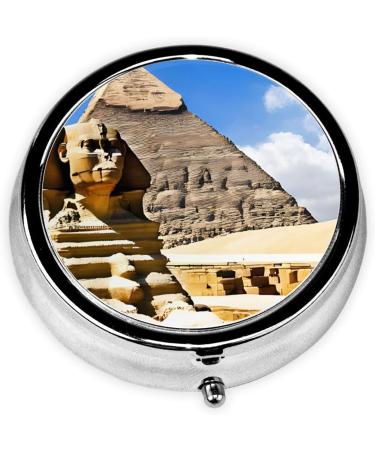 Buy Pyramids of Egypt Round Pill Box - 3 Compartment Mini Travel Organizer for Vitamins & Medicines - Buy Online on GoSupps.com