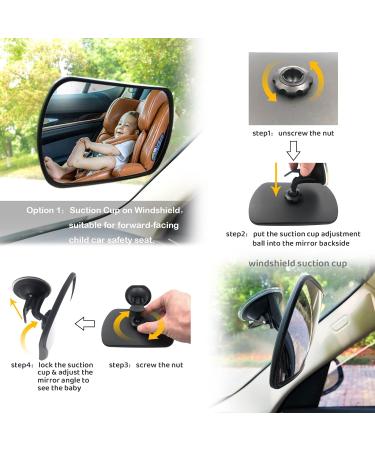 Baby Car Mirror - Rear View Mirror for Back Seat | Wide Convex Frostproof with Suction Cups & Straps - Safe Child Observation - Buy Online on GoSupps.com