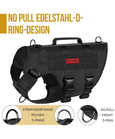 Oneigris No-Pull Dog Harness - Ultra Breathable Adjustable Safety Vest for Large/Medium Dogs - 2 Handles - Black (L: Neck 45-63cm Chest 68-91cm) - Buy Online on GoSupps.com