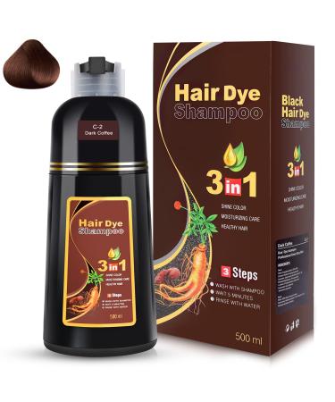 YOURTONE Chestnut Brown Hair Dye Shampoo 3 In 1 For Gray Hair Coverage Hair Dye Shampoo Herbal Hair Color Shampoo Coloring In Minutes For Women & Men Ingredients 16.9 Oz